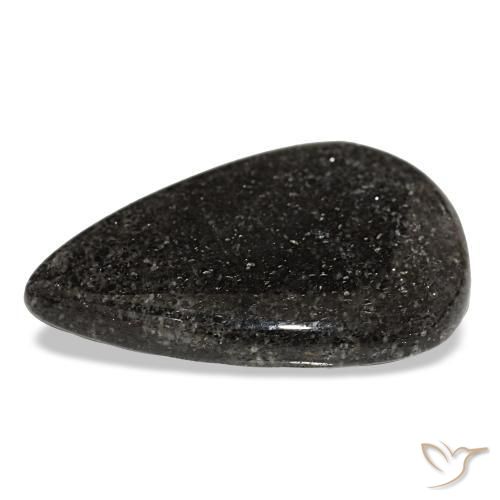 Pedra do sol preto natural 23,50ct, formato de pêra, translúcido