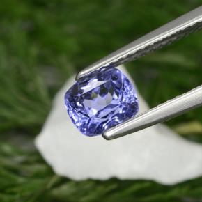 Tanzanita azul natural 1,13ct, almofada cortada, VVS