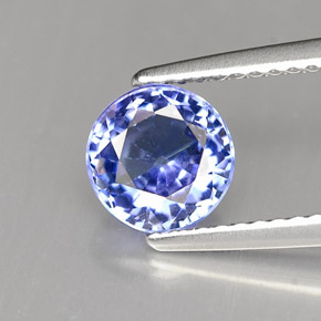 Tanzanita azul natural 1,50ct, corte redondo, VVS-VS