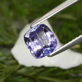 Tanzanita azul natural 1,46ct, almofada cortada, VVS-VS