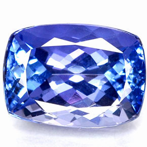 Tanzanita azul natural 3,07ct, almofada cortada, IF