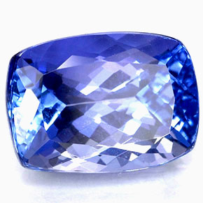 Tanzanita azul natural 3,07ct, almofada cortada, IF