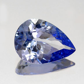 Tanzanita azul natural 1,43ct, formato de pêra, IF