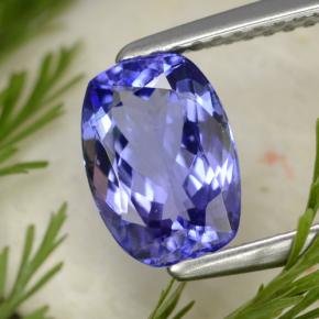 Tanzanita azul natural 1,76ct, almofada cortada, VVS-VS