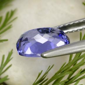 Tanzanita azul natural 1,76ct, almofada cortada, VVS-VS