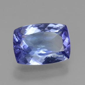Tanzanita azul natural 1,78ct, almofada cortada, VVS-VS