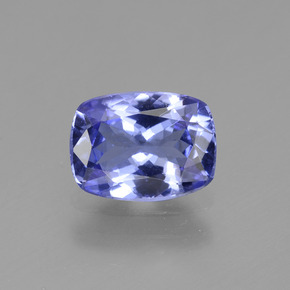 Tanzanita azul natural 1,25ct, almofada cortada, VS