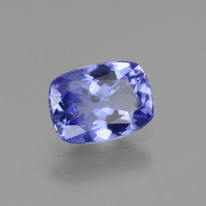 Tanzanita azul natural 1,25ct, almofada cortada, VS