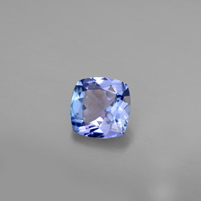 Tanzanita azul natural 0,81ct, almofada cortada, VVS