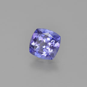 Tanzanita azul natural 0,91ct, almofada cortada, VVS-VS