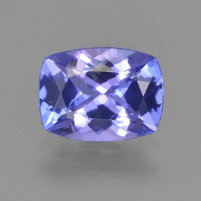 Tanzanita azul natural 1,39ct, almofada cortada, VVS