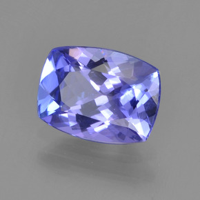 Tanzanita azul natural 1,39ct, almofada cortada, VVS