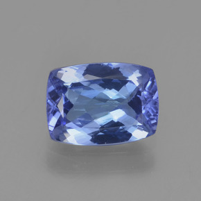 Tanzanita azul natural 1,40ct, almofada cortada, VVS-VS