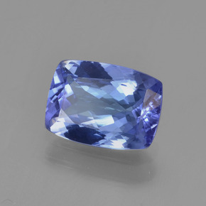 Tanzanita azul natural 1,40ct, almofada cortada, VVS-VS