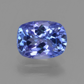 Tanzanita azul natural 1,35ct, almofada cortada, VS