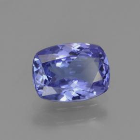 Tanzanita azul natural 1,28ct, almofada cortada, VS