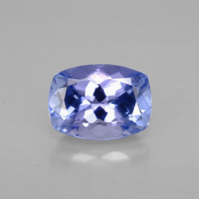 Tanzanita azul natural 1,29ct, almofada cortada, VVS