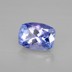 Tanzanita azul natural 1,29ct, almofada cortada, VVS