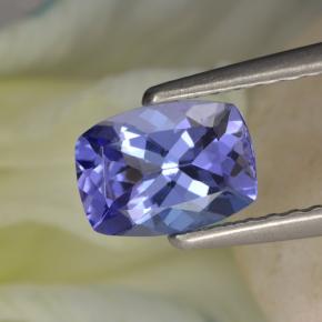 Tanzanita azul natural 0,90ct, almofada cortada, VVS-VS