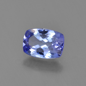 Tanzanita azul natural 0,84ct, almofada cortada, VVS