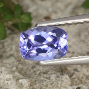 Tanzanita azul natural 0,90ct, almofada cortada, VVS-VS