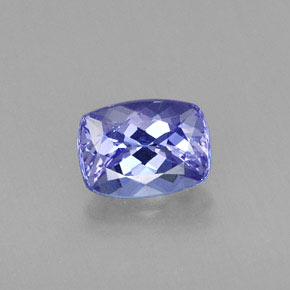 Tanzanita azul natural 0,96ct, almofada cortada, VS