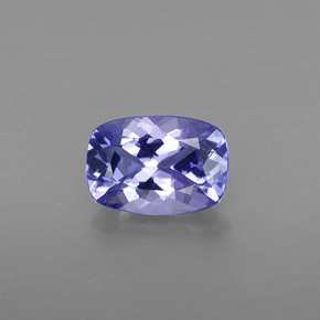 Tanzanita azul natural 0,81ct, almofada cortada, VVS