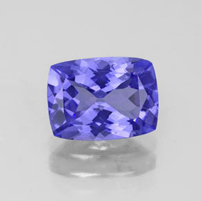 Tanzanita azul natural 1,60ct, almofada cortada, IF