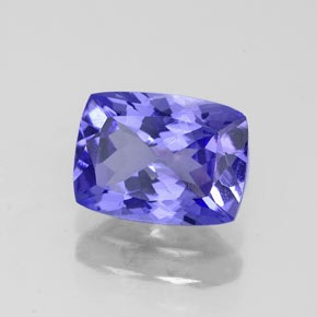 Tanzanita azul natural 1,60ct, almofada cortada, IF
