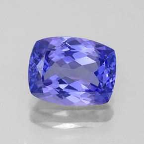 Tanzanita azul natural 2,36ct, almofada cortada, VVS