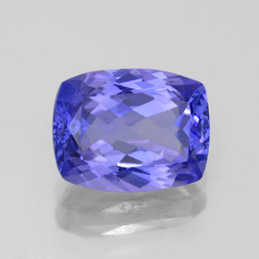 Tanzanita azul natural 2,36ct, almofada cortada, VVS