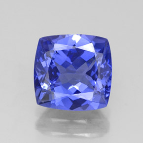 Tanzanita azul natural 2,40ct, almofada cortada, IF
