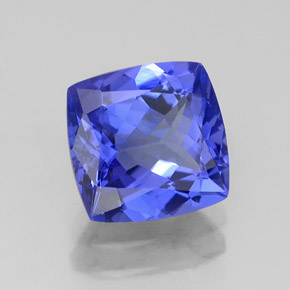 Tanzanita azul natural 2,40ct, almofada cortada, IF