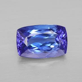 Tanzanita azul natural 3,38ct, almofada cortada, VVS