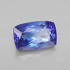 Tanzanita azul natural 3,38ct, almofada cortada, VVS