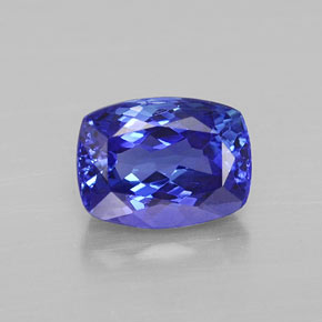 Tanzanita azul natural 1,82ct, almofada cortada, VVS