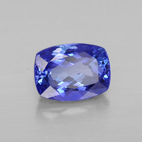 Tanzanita azul natural 1,82ct, almofada cortada, VVS