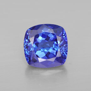 Tanzanita azul natural 2,44ct, almofada cortada, VVS