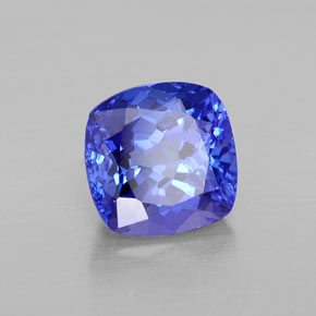 Tanzanita azul natural 2,44ct, almofada cortada, VVS