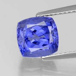 Tanzanita azul natural 3,13ct, almofada cortada, VVS