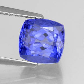 Tanzanita azul natural 3,13ct, almofada cortada, VVS