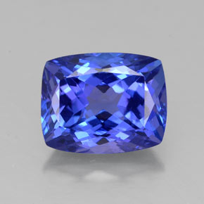 Tanzanita azul natural 2,82ct, almofada cortada, VVS-VS