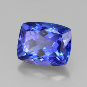 Tanzanita azul natural 2,82ct, almofada cortada, VVS-VS