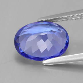 Tanzanita azul natural 2,16ct, corte oval, VVS-VS