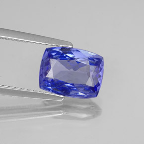 Tanzanita azul natural 2,16ct, almofada cortada, VVS