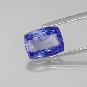 Tanzanita azul natural 2,16ct, almofada cortada, VVS
