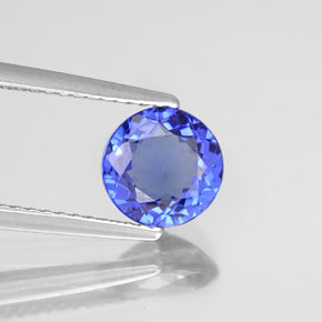 Tanzanita azul natural 1,36ct, corte redondo, VVS