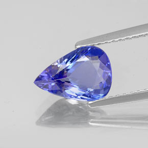 Tanzanita azul natural 1,57ct, formato de pêra, VVS