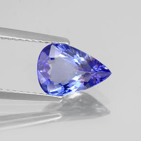 Tanzanita azul natural 1,57ct, formato de pêra, VVS