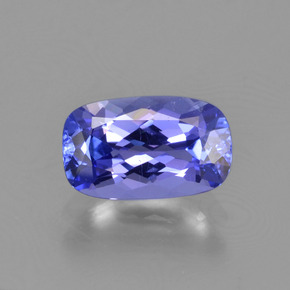 Tanzanita azul natural 1,17ct, almofada cortada, VS